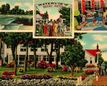 Vtg Lino Cartolina Waterview Maryland Md Spiaggia Hotel Unp Non Usato N17 - $15.31