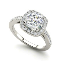 Engagement Ring 2.30Ct Cushion Cut Simulated Diamond White Gold Finish Size 5.5 - £100.40 GBP