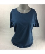 Les Copains Womens Basic T-Shirt Navy Blue Crew Neck Stretch Cotton Blen... - $20.99