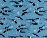 Cotton Killer Whales Orcas Ocean Animals Blue Fabric Print by the Yard D... - $10.95