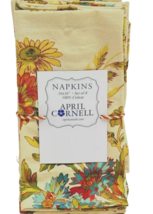 April Cornell Wildflowers Napkins Set of 8 Thanksgiving Fall Rust Floral Autumn - £32.88 GBP