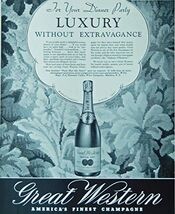 Great Western Champagne, scarce 1935 print ad. B&amp;W Illustration, origina... - $14.99