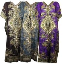 Women Caftan Long Kaftan Dress Hippy Boho Maxi Tunic Dress Grey Brown &amp; Purple - £20.74 GBP