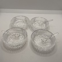 Vintage Set of 4 Cut Glass Salt Cellars Unique 8 point star design crystal - £12.73 GBP