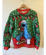 Hommes Petit Officiel Sesame Street Cookie Monster Amusant Noël Pull - $30.98