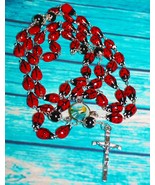 Catholic Steel Rosary Ceramic Ladybug Devotional 29&quot; Long Centerpiece La... - $1,150.51 MXN