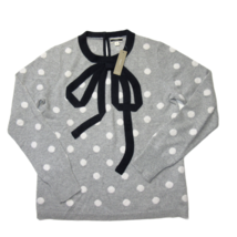 NWT J.Crew Cashmere Crewneck Sweater in Heather Gray Snow Dot Bow Pullover XXS - $110.00