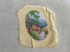 Hand embroidered tapestry, petit point, vintage finished needlepoint tap... - $15.00
