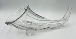 Cornucopia Horn Of Plenty Clear Vase Bowl Thanksgiving Fall Home Art Glass - £28.32 GBP