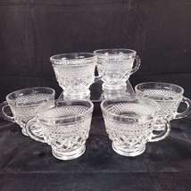 6 Wexford Punch Bowl Coffee Tea Cup Anchor Hocking Clear Glass Diamond V... - $12.99