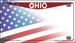 Ohio Half American Flag Novelty Mini Metal License Plate Tag - £11.74 GBP