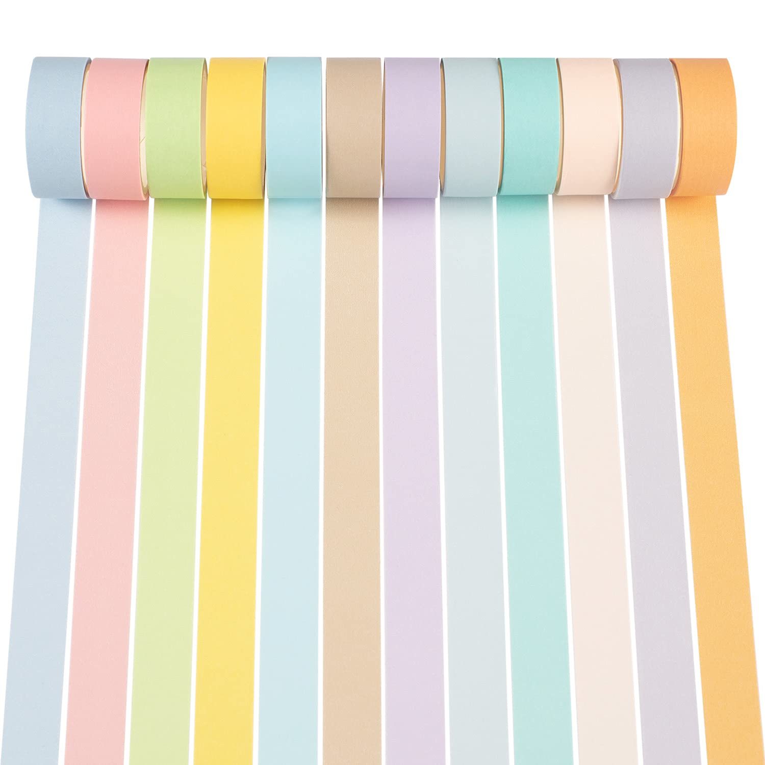 Primary image for Pastal Colors Washi Tape Set 12 Rolls Macaron Decorative Tapes Adhesive Masking 