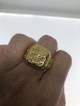 Vintage Anchor Mens Ring Golden Stainless Steel Size 12 - £31.64 GBP