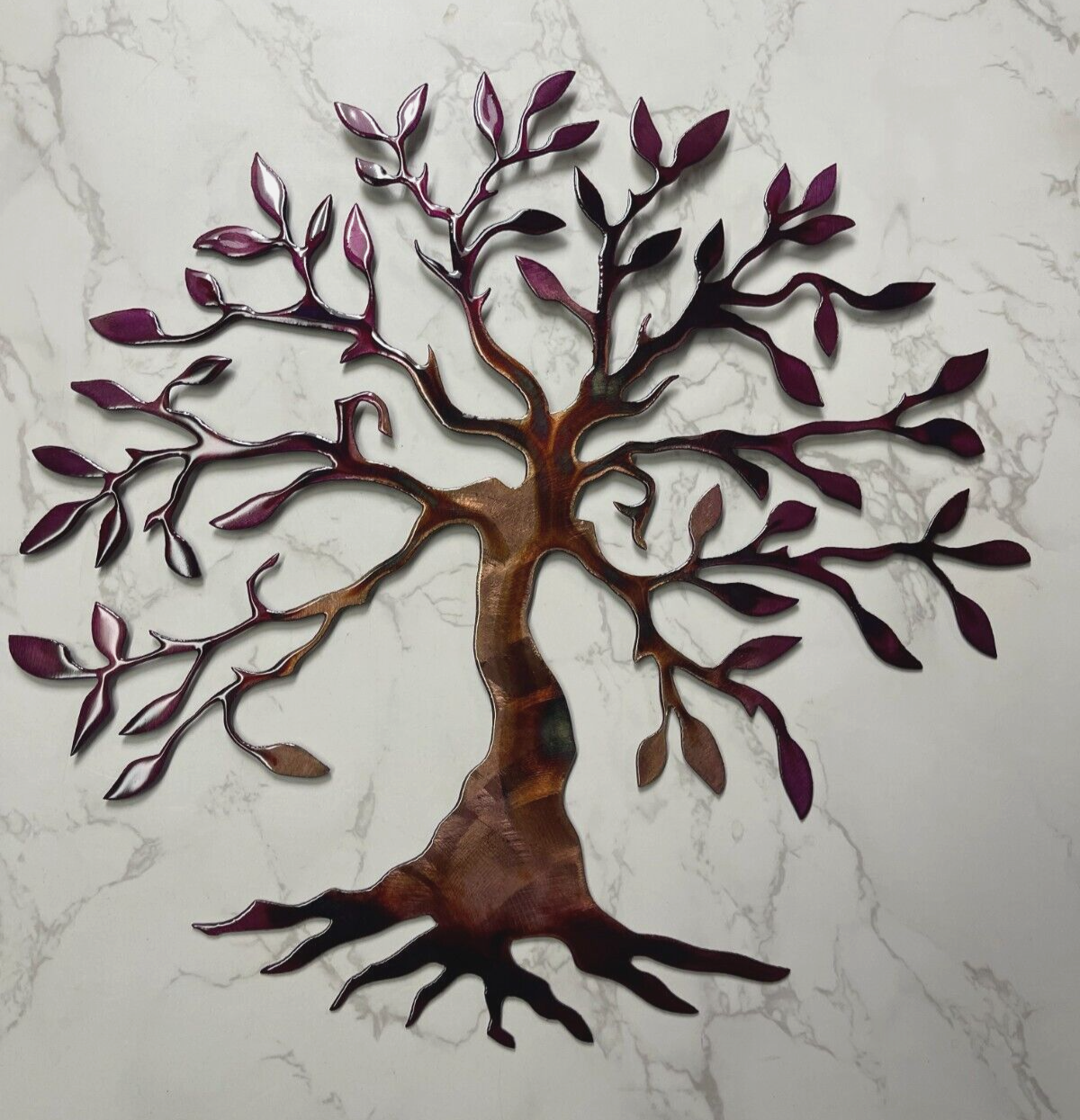 Primary image for Olive Tree --Tree of Life    20"  Metal Wall Art Décor Copper and Purple Tinged