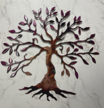 Olive Tree --Tree of Life    20&quot;  Metal Wall Art Décor Copper and Purple... - £50.06 GBP