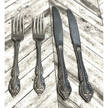 Oneida Community Stainless Flatware Set 2 Knives 2 Forks Elegant Vintage Design - £20.72 GBP