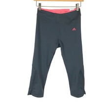 NWT Womens Size Small Adidas Gray and Pink 3/4 Capri Stretch Yoga Leggings - £19.57 GBP