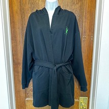 Savage X Fenty Forever Savage Short Hooded Robe XL/1X Rihanna Black Lime Green - $42.08