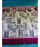 Vtg Heavy Hanging Tapestry Italy LATIN WORDS 48 X 38&quot;+5&quot; fringe &amp; tassels - $931.60 MXN