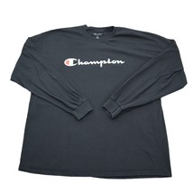 Champion Shirt Mens 2XL Black Logo Print Long Sleeve Crew Neck Tee - £15.33 GBP