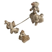 Vintage Mini Spaghetti Poodle Mom &amp; Pups Porcelain Figurine Gold Trim - £38.52 GBP