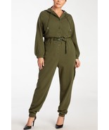 MSRP $129 Juicy Couture French Terry Hooded Cargo Jumpsuit Green Size Me... - $52.51 CAD