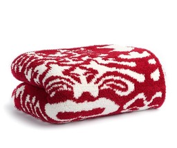 Kashwere Damask Ruby Red and Cream Throw Blanket - £146.60 GBP