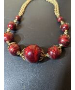 red cracleglass bead necklace with a 8&quot; hang - €17,89 EUR