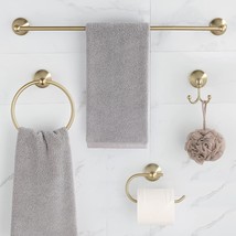 Brushed Gold Bathroom Accessories, 23 Point 6 Inch Towel Bar, Towel Hook, Toilet - £43.24 GBP