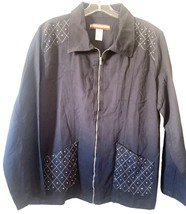 Tudor Court Jacket Womens Black Full Zip Pockets Size Large - £10.19 GBP