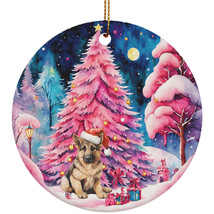 Cute German Shepherd Puppy Dog Pink Tree Ornament Ceramic Night Christmas Gift - £11.80 GBP