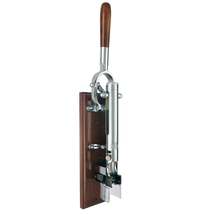 BOJ 00992104 - Traditional Wall-Mounted Wine Opener W/Wood Stand - Chrome Plated