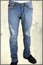 Indian Rock Culture Rivet Holes Western Rustic Mens Bootcut Jeans Blue NEW 29 30 - £120.97 GBP