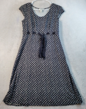 LOFT Sheath Dress Women Size 4 Black Check Knit Sleeveless Round Neck Drawstring - £14.15 GBP