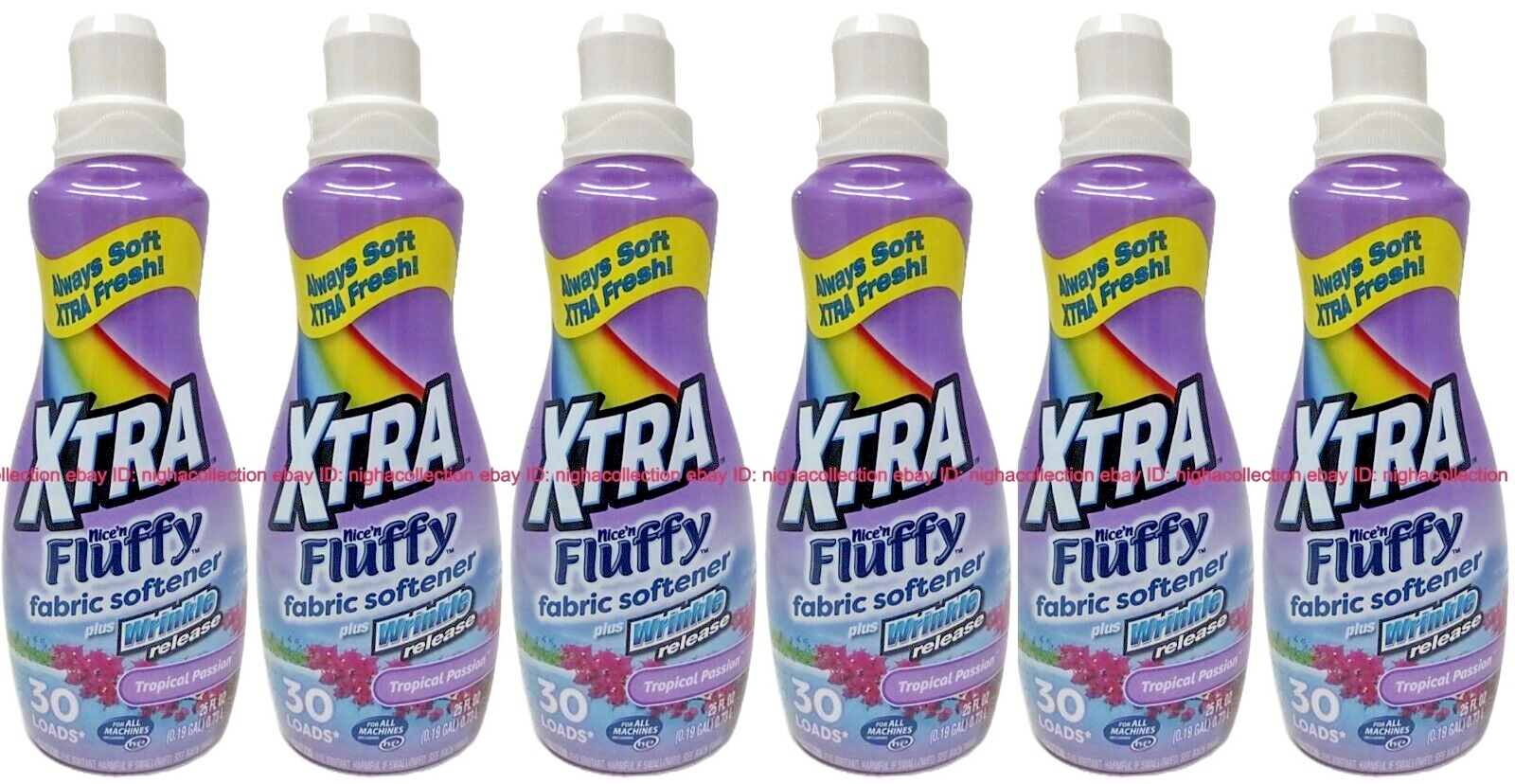 6x xtranice&#39;n Fluffy Liquid Fabric Softener Tropical Passion 25 oz Ea =1... - $57.41