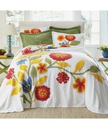 3PC Brylane Home Cotton Bloom Chenille Queen Bedspread Set - £205.41 GBP