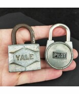 ANTIQUE padlock lot x2 vintage YALE &amp; PILOT pad locks made in USA old - $29.99