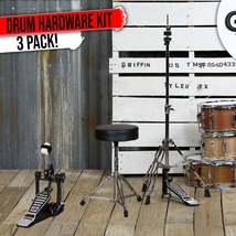 3 PACK GRIFFIN Drum Hardware Set - Bass Drum Kick Pedal, Drummers Throne... - $81.79+