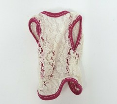 Vintage Barbie Clothing White Lace Vest W/ Purple / Pink Trim Top Coverup - £7.71 GBP