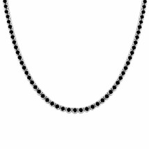 Classy 13CT Black Diamond Tennis Necklace in 14K White Gold Over 925 Silver - £477.73 GBP