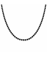 Classy 13CT Black Diamond Tennis Necklace in 14K White Gold Over 925 Silver - £473.40 GBP