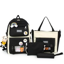 4-piece Fashion Women&#39;s Backpack Canvas Large Capacity School Bag For Girls Wate - £38.00 GBP