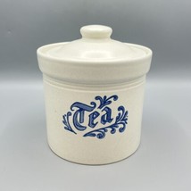 Pfaltzgraff 504 Yorktowne Tea Crock Canister &amp; Lid Stoneware Blue Writin... - £15.45 GBP