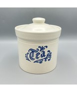 Pfaltzgraff 504 Yorktowne Tea Crock Canister &amp; Lid Stoneware Blue Writin... - $19.79