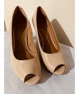 Clarks Indigo Nude Patent Leather Peep Toe Pumps Women&#39;s Size 6M Beige T... - $16.82
