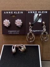 Anne Klein Clip On Earrings Set Of 3. Cubic Zarconia. 1049bp - £24.64 GBP