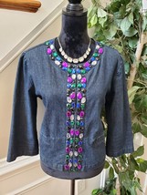 Ruby Rd. Women&#39;s Blue Denim Cotton Long Sleeve Party Wear Jeans Jacket S... - $30.00