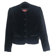 Vintage Sasson Velour Black Jacket Blazer Suit Top Women&#39;s Size 4/5 - £23.26 GBP