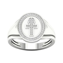 10K Gold 0.15Ct TDW Diamond Accent Ankh Cross Halo Men&#39;s Fashion Ring - $429.99