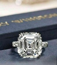 Asscher Cut 2.80Ct Three Diamond Solid 14k White Gold Engagement Ring Size 9.5 - £191.95 GBP